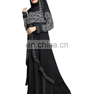 2017 Dubai Printed Burkha With Koti (Jacket) Style For Women's Casual Wear ( Abaya Burqa For Islamic Wear ) thumbnail-1