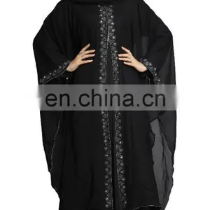 2017 Dubai Abaya Style Free Size Chiffon Shrug With Hood Cap + Plain Lycra Burkha + Chiffon Dupatta With Lace thumbnail-5