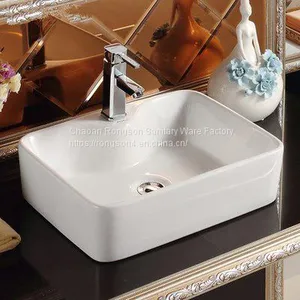 White Good Quality Ceramic Tabletop Washbasin Sink thumbnail-1