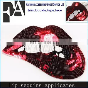 Embroidered Patches Lip / Lipstick Iron On Patch Sewing On Sequins thumbnail-1