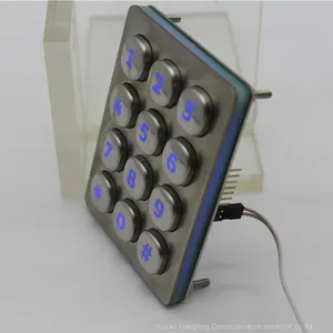 3x4 Numeric Metal Keypad With Mirror Plate Button for Vending Machine thumbnail-2