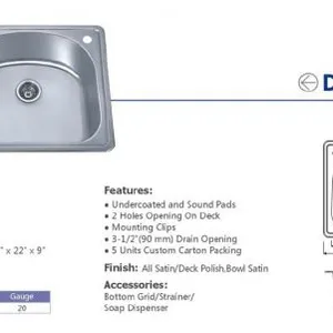 Guangdong Dongyuan Kitchenware UPC Certificated D Shape Stainless Steel Single Bowl Kitchen Sinks thumbnail-2