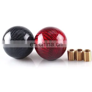 Real Carbon Fiber Universal Car Gear Shift Knob Shifter Lever Round Ball Shape thumbnail-1