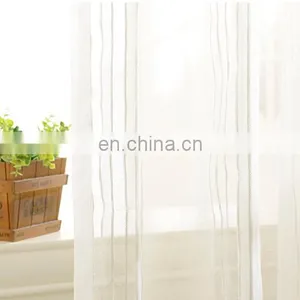 280cm Wrap Stitch Pattering Flax Window Curtain, White and Polyester.Customizable. thumbnail-3