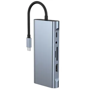 11-in-1 USB C Hub Type C to Multiple HDMI RJ45 VGA USB 3.0 2.0 With Power Supply Adapter Docking Station thumbnail-2