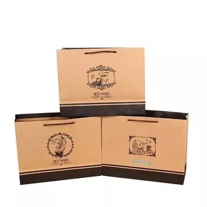 Folding Brown Kraft Paper Shopping Gift Package Bags thumbnail-1