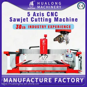 HUALONG Machinery 5 Axis Cnc Bridge Saw With Italian System With 3 Axis Whaterjet and CAM CAM Drawing System thumbnail-1