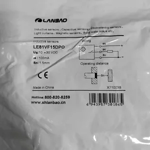 LANBAO LE81VF15DPO-E1 Square Inductance Sensor DC Three-wire PNP Normally Open 1.5 mm thumbnail-1