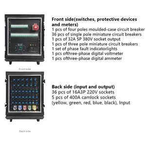 36 Channel Portable Wheeled Stage Power Distribution Unit, 400A Camlock Input Industrial Power Box With Multi Industrial & Stage Sockets thumbnail-5