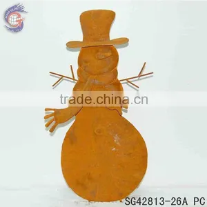 Rusty Outdoor Metal Snowman Ground Stake thumbnail-3