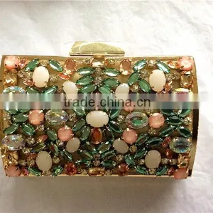 2015 New Korean Style Evening Bag Clutch Purse Floral Design With Diamond Embellishment thumbnail-1