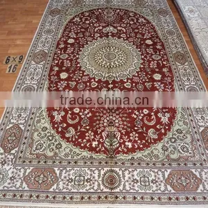 6X9ft Hand Knotted, Double Knots, Silk Persian Carpets and Cheap Cotton Rugs thumbnail-5