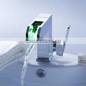 Modern Design Single Handle LED Brass Basin Faucet thumbnail-1