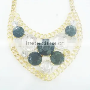 FASHION FILIGREE BIG PENDANT NECKLACE WITH ACRYLIC STONES thumbnail-2