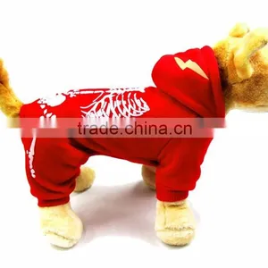 Wholesale Luminous Shock Dragon Spring Autumn Single Layer Skeleton Pattern Red Dog Clothes Pet Garment thumbnail-1