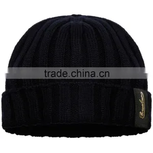 High Quality Multi Color Acrylic Knitted Beanie Caps With Woven Label thumbnail-3