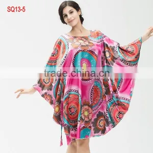 Large Size Women's Sleepwear Round Collar Loose Nightgown thumbnail-4