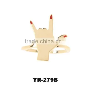 New Product Gold Plated Jewelry Palm Shaped Fashion Ring thumbnail-3
