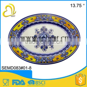 Wholesale High Quality 13.75" Retro Style Melamine Serving Oval Serving Plate thumbnail-1