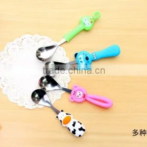 C082 Cartoon Plastic Handle Baby Stainless Steel Spoon thumbnail-5