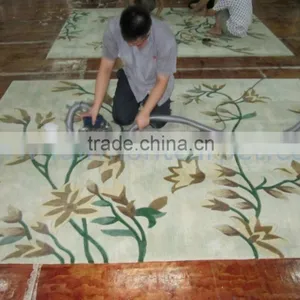 Flower Pattern Design Washable Hand Wool Rugs thumbnail-3