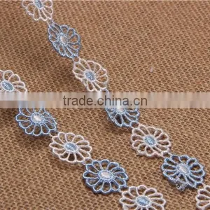 Two-tone Flower Pattern Chemical Hollow Lace Trim for Accessory and Garment thumbnail-1