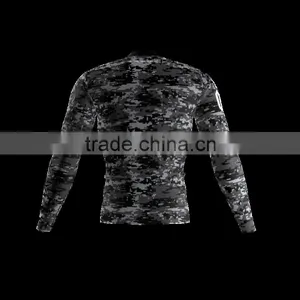 Polyester Spandex Long Sleeves Drunk Tank Black Compression Shirt/Rash Guard With Club Logo Player Name and Numbers at Sleeves thumbnail-2