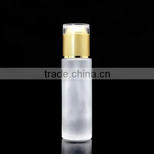 Frosty 80ml Glass Cosmetic Container With Press Pump and Gold Cover Hot thumbnail-1