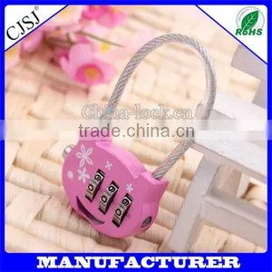 2015 CJSJ Brand Popular Style Wholesale Price Cute Cable Key Code Padlock for Luggage thumbnail-1