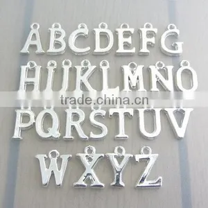 Custom Adjustable Silver Plated Initial Letter Charm Bangles thumbnail-3