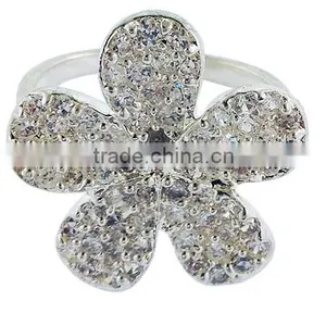 SC089 White Gold Plated Silver Ring With Sunflower Crystals 925 Sterling Silver Jewelry Wholesale thumbnail-1