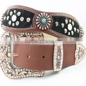 2015 Western Black Embossed Women Rhinestone Belts thumbnail-3