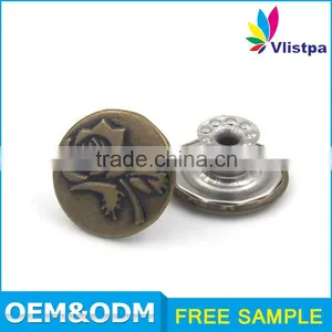 Rose Flower Engraved Wholesale Bulk Jeans Button Fashion Metal Button for Jeans Jackets thumbnail-1