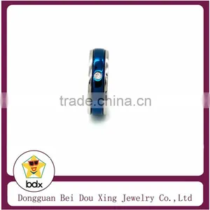 New Midnight Navy Enamel With Crystal Rhinestone Stainless Steel 316 Fashion Women Ring thumbnail-1