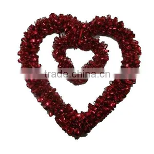 Double Hearted Red Christmas Tinsel Garland thumbnail-1