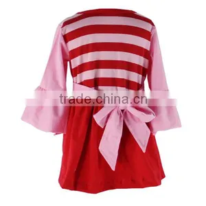 2016 Kaiyo Boutique Pearl Dress Boutique Red Stripe Ruffle Dress With Belt Fall 2016 Girls Latest Frock Designs Pictures thumbnail-2