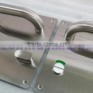 WC Function Stainless Steel Door Lever Handle on Plate thumbnail-2