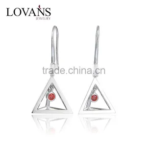 2016 New Trending Designs Bezel Setting Red And Blue Cz Dangle Earing thumbnail-1