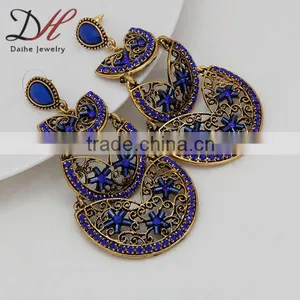 Women's Vintage Bronze Bohemian Boho Style Big Hollow Round Drop/Dangle Earrings thumbnail-3