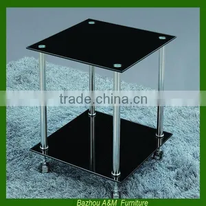 Modern Black Painted Tempered Glass End Table thumbnail-1