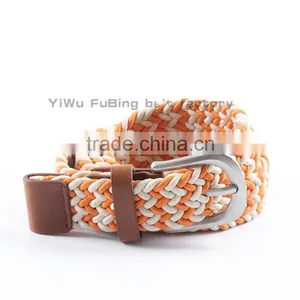 Custom Logo Mix Color Woven Braid Elastic Belt With Pin Buckle thumbnail-3