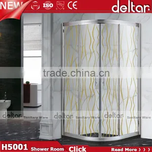 Stainless Steel Roller CHEAP PRICE Fan-shaped Shower Room With Acrylic Tray Tempered Glass Shower Enclosure thumbnail-3