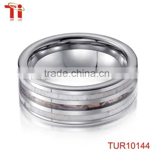 Tungsten Carbide Wedding Ring Inlay Antler Without Plating thumbnail-2