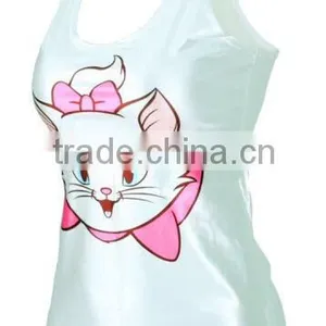 Wholesale Lovely Cat Printed White Tank Top for Women thumbnail-1