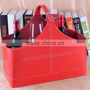 High Grade Crocodile Pattern Leather Magazine Clothing Wine Basket Holder for Storage, Leather Gift Basket thumbnail-4
