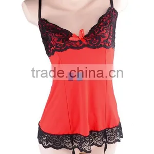European Sexy Women Babydoll Sexy Lingerie Dress With G-string Stocking Kit Plus Size thumbnail-6