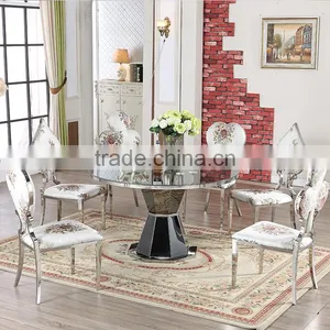 Manufacture Cylinder Glass Dining Table for Hotel Used thumbnail-5