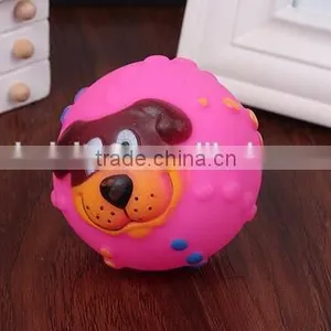 CY190 Various Colours Lovely Face Molar Dog Ball With Squeaker Sound Puppy Pet Dogs Chew Toy thumbnail-4