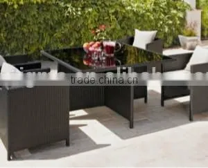 2017 Sigma Wholesale Modern Design pe Rattan Glass Top Dining Table thumbnail-1