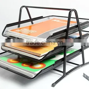 Hot Sales Fancy Office Stationery Metal Mesh 3 Tier Document Tray/A4 Paper Tray thumbnail-2
